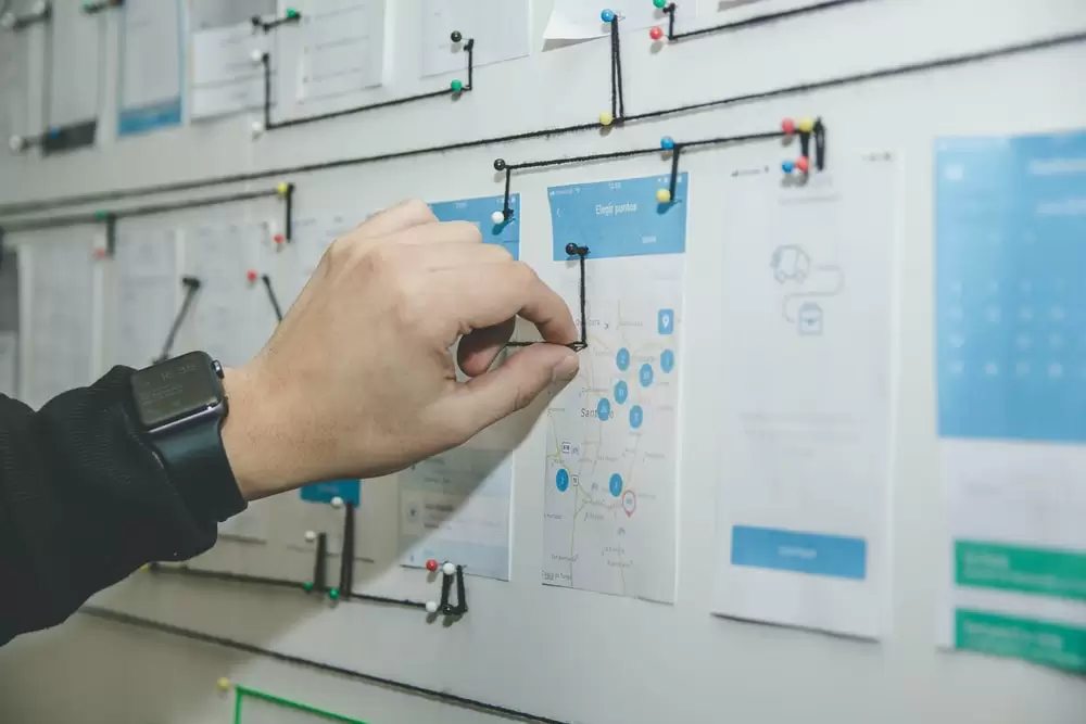 UX design process - wireframes and user flows